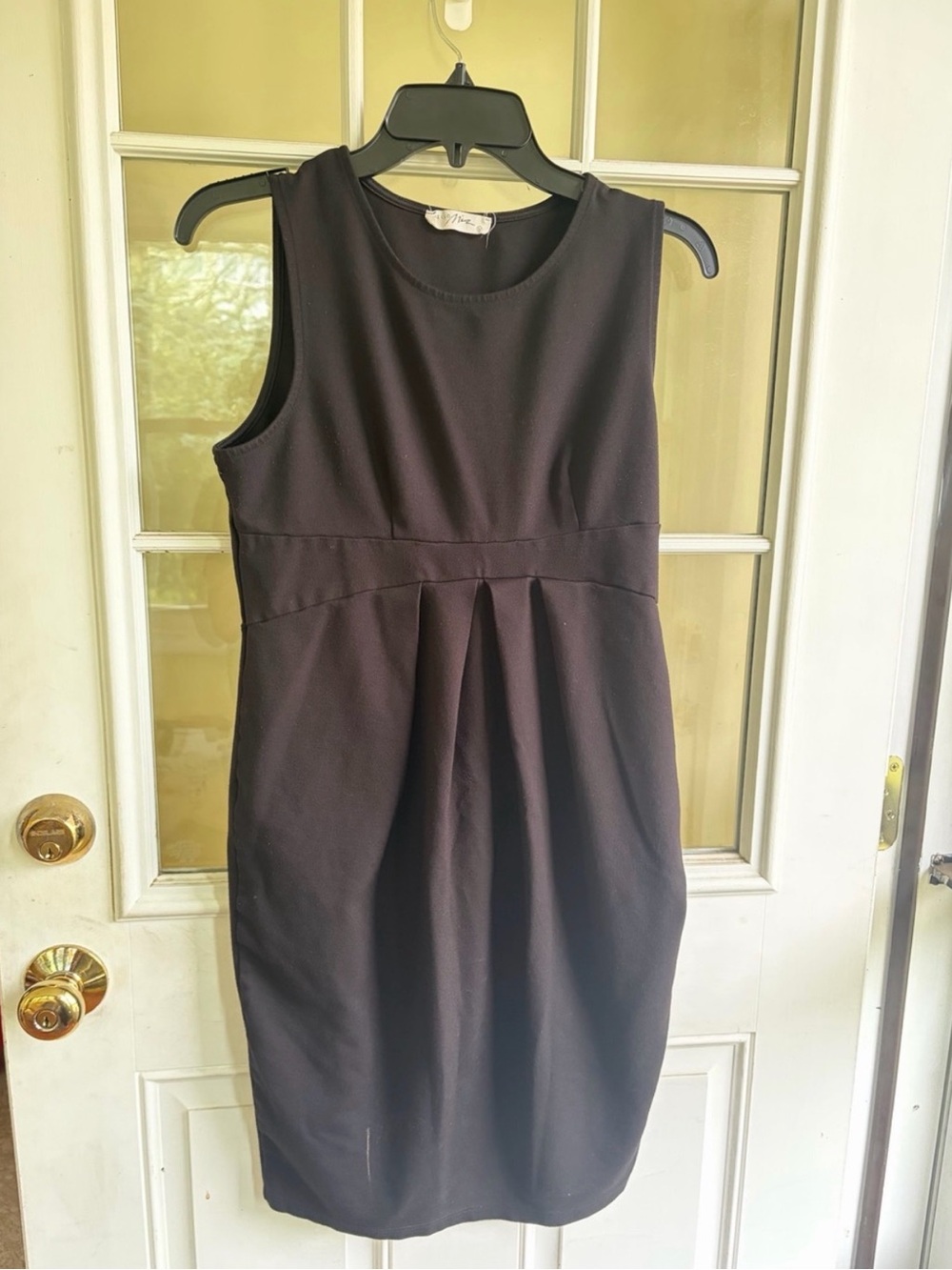 Hello MIZ Black Sleeveless Pleated Sheath Dress